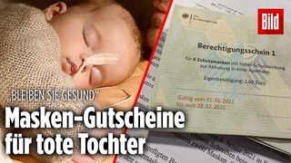 Regierung schickt totem Kind Masken-Gutscheine