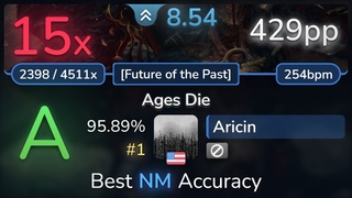 8.5⭐ Aricin | Hideous Divinity - Ages Die [Future of the Past] % (#1 429pp 15❌) - osu!