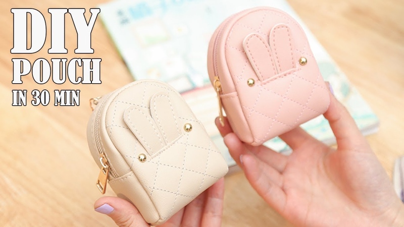 DIY LOVELY POUCH BAG, , Zipper Purse Bag Tutorial PU Lather