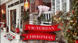 A Snowy Victorian Outdoor Christmas Decorate with Me: Holiday Porch Decor (Little Women Inspired)