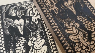 Woodblock Print - carved and printed by Emils Salmins 'Sprdtis''