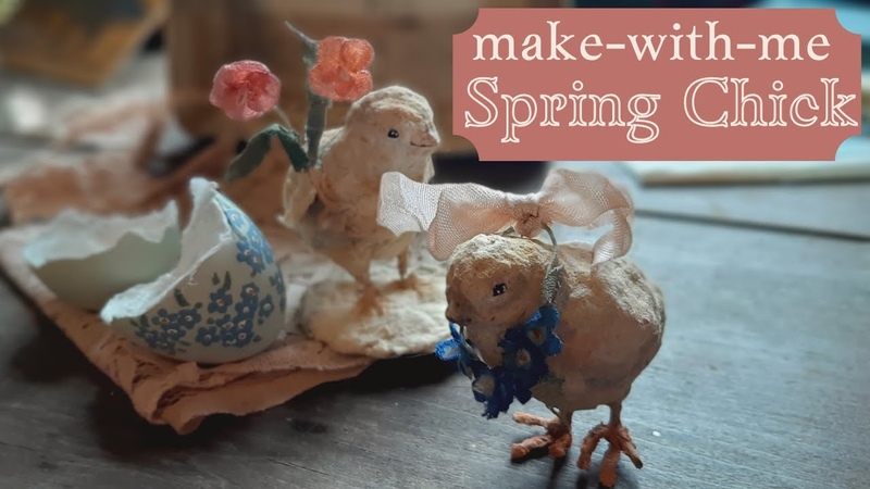 Homemade Spring Chicks Decoration, Simple DIY Easter craft, Spun cotton, antique style baby