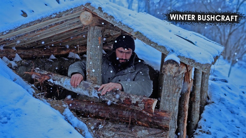 Building Complete and Warm Dugout Shelter for the Winter, cozy fireplace clay