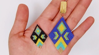 Aretes en Rombo paso a paso / Tcnica Peyote / Aretes en Miyuki
