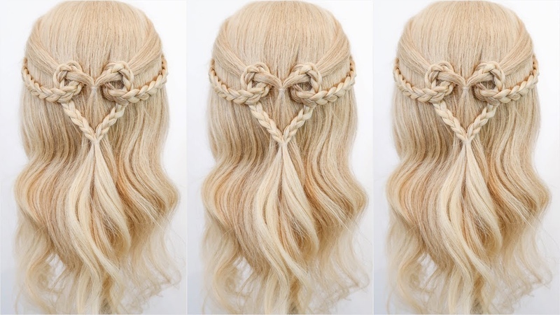 Braided Heart Hairstyle Half Up Half Down Hairstyle Simple Easy Hairstyle for Medium Long