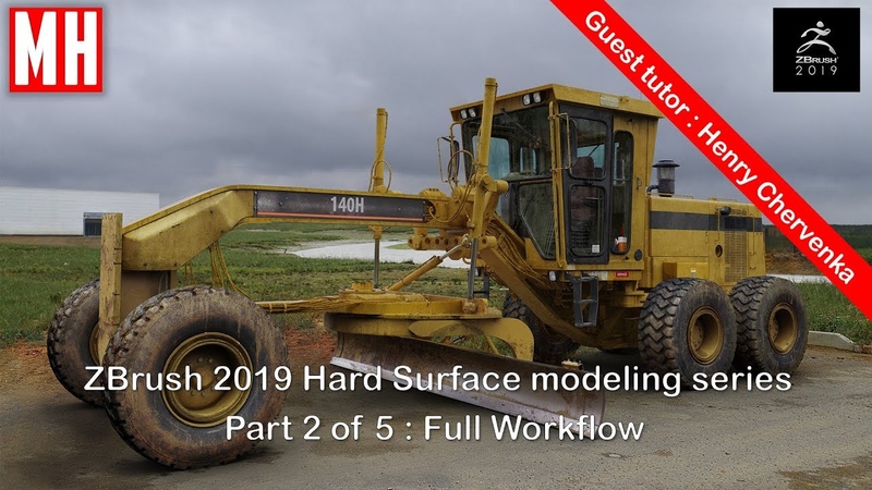 ZBrush Guest tutorial How to model a 140 H Road Grader Part 2 of 5 ( by Henry Chervenka