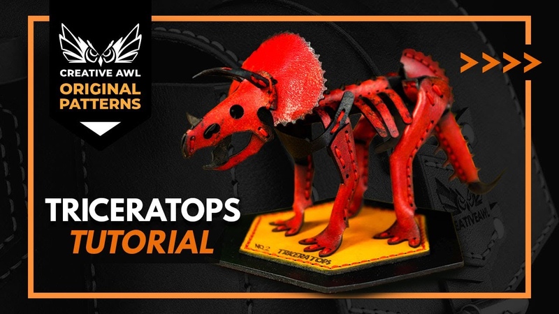How to make leather Dinosaur Triceratops with PDF