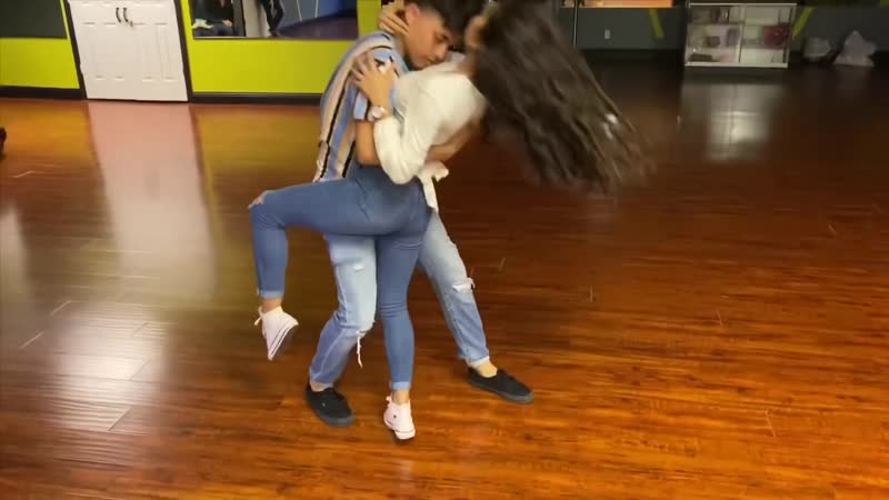 Isaiah Cortes and Mireya Bachata Dancing in Impact Fitness Dance Studio,