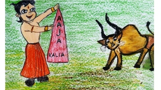 How to draw a cartoon Chota Bheem for kids’ easy step by step II cute Chota Bheem drawing tips