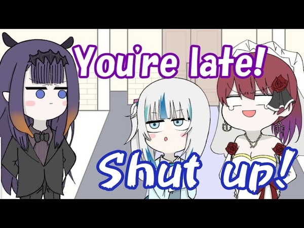 Gura and Ina fighting for Marine Animated Hololive, Eng