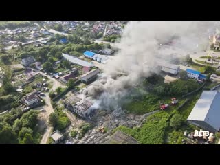 Крупный пожар в Южно-Сахалинске