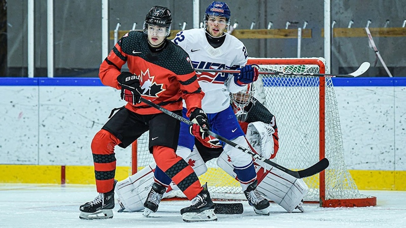Highlights from Canada vs. U. S. in 2024 IIHF World Junior Championship pre tournament
