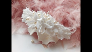 Очень красивая и нежная повязка для девочки из фоамирана и бусин /DIY foamiran headband