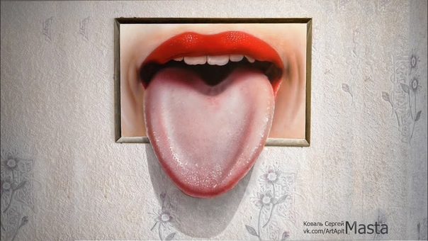 3 D Рисунки карандашом и аэрографом (язык). 3 D drawing