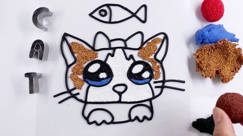 Clay drawing cat foam clay line clay art, Sunny Toy