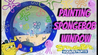 Spongebob window painting tutorial . Как нарисовать окно в мир Губки боба . Губка боб картина