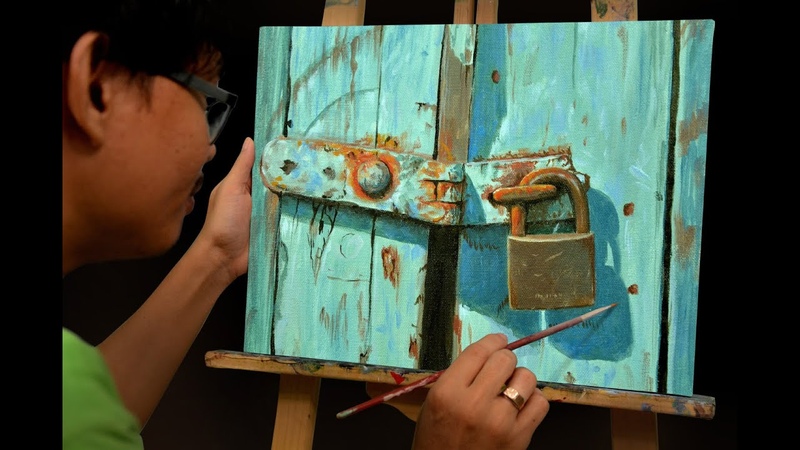 Painting Old Padlock, Time lapse,