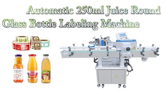 Automatic 250ml Juice Round Glass Bottle non-dry sticker-on Labeling Machine