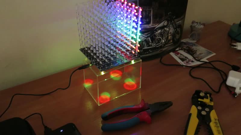 8x8x8 LED CUBE 3Д 8х8х8 RGB светодиодный куб. Видео инструкция по