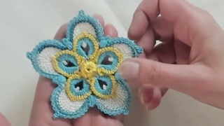 Цветок для ирландского кружева с тунисскими лепестками. Irish Crochet & Tunisian Crochet
