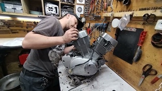 Yamaha Virago XV 250 сборка мотора ч4