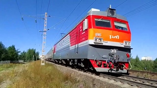 ЭП1-186. Идёт с пассажирским на юг. Тифон в упор. Петрозаводск.  Перегон Голиковка-Онежский.