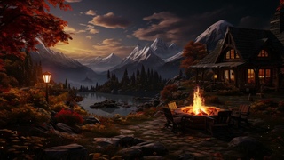 Tranquil Night by the Lakeside | Campfire & Crickets | Relaxation Sounds