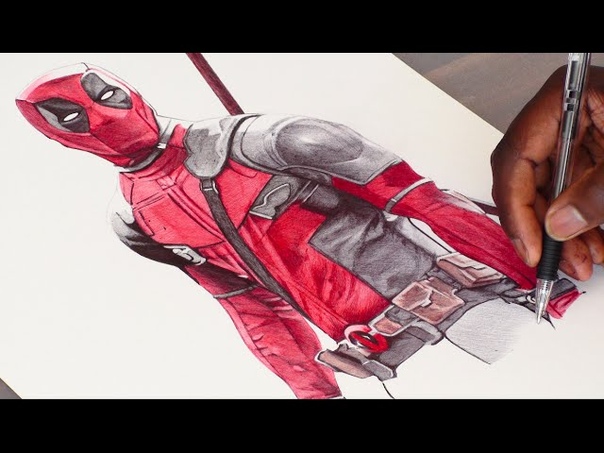 Deadpool Pen Drawing Marvel Freehand