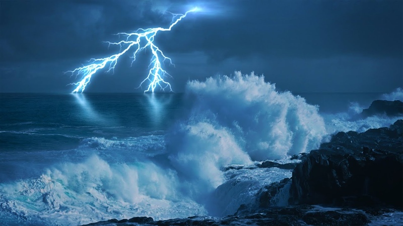 Epic Thunderstorm + Huge Ocean Waves + Rain Sounds for