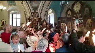 Благодатный огонь в Александровском подворье в Иерусалиме