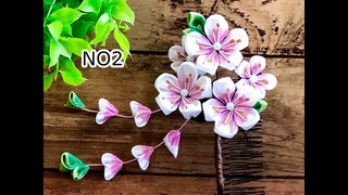 【100均材料だけで つまみ細工】着物髪飾り 卒業式髪飾り作り方 kanzashi flower  fabric flower DIY