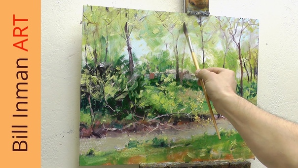 Art Class Oil Painting Demo River and Spring Trees Muncie, IN by Bill