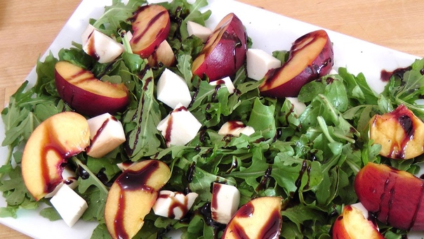 Grilled Peach and Smoked Mozzarella Salad Laura Vitale Laura in the Kitchen Ep