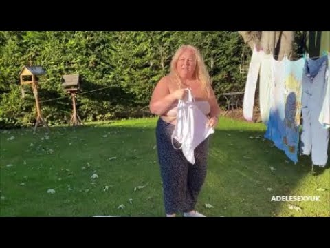 SEXY BBW ADELESEXYUK HANING OUT HER WASHING EARLY IN THE MORNING