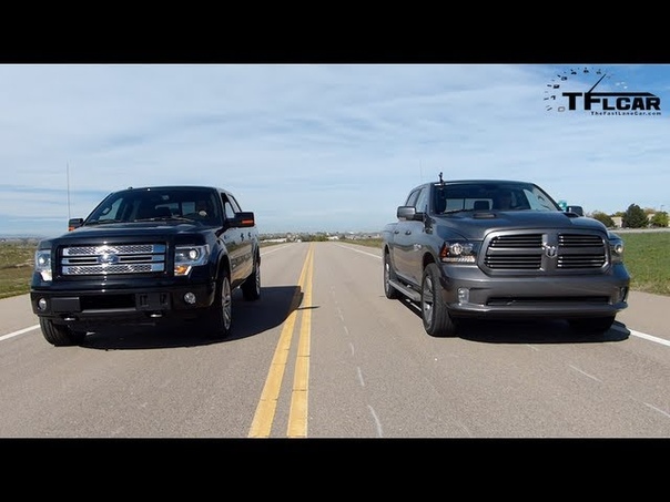 2013 RAM 1500 vs Ford F 150 Drag Race Burnout Mega Pickup