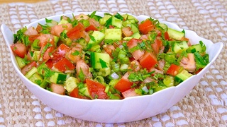 Italian tomato and cucumber salad! Lose weight fast! Healthy diet!