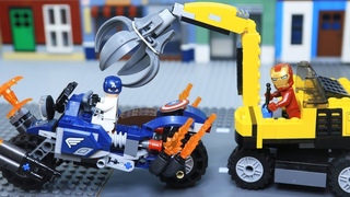 Lego IRON MAN & CAPTAIN AMERICA use EXCAVATOR
