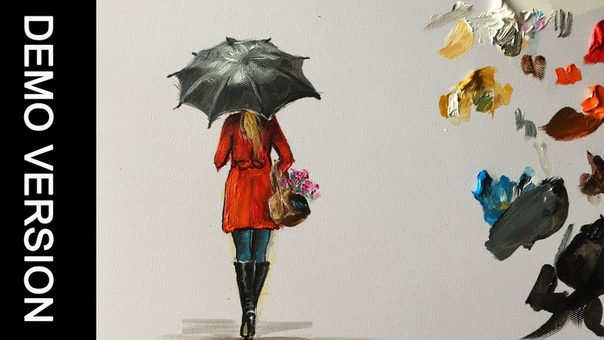 A Lady in red acrylic painting Demo
