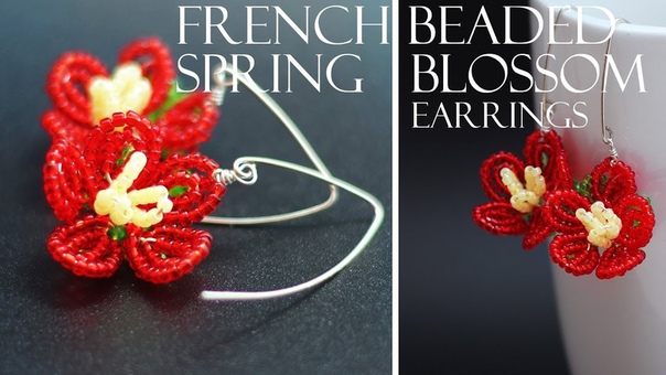 French beaded spring blossom earrings pattern and