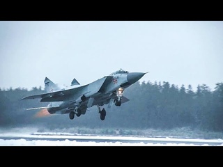 Отработка экипажами МиГ-31 ЗВО мероприятий по принуждению к посадке условного нарушителя