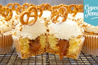 Pretzel & Salted Caramel Cupcakes Collab with The Boy Who Bakes | Cupcake Jemma