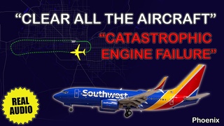 Catastrophic engine failure. Southwest B737 returned to Phoenix after departure. Real ATC