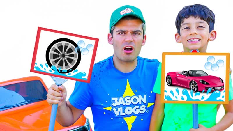 Jason play car wash for kids