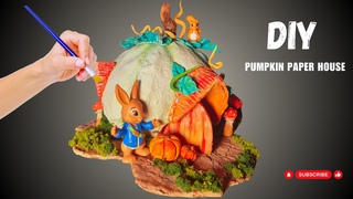 DIY Pumpkin House Using Jar, Cardboard, Paper, and Clay! @DIYAtelier