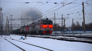 Тепловозы 2ТЭ116-1311 и 2ТЭ10М-2280. Отправление двойной тяги.
