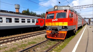 Отправление электропоезда ЭД9Т 0008 со станции Узуново